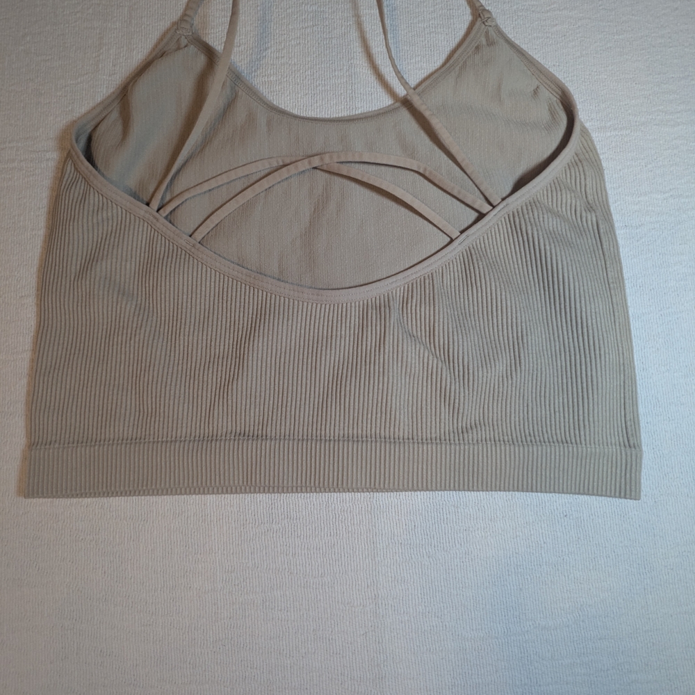 Colsie Light Tan Ribbed Crop Top - Picture 2 of 5